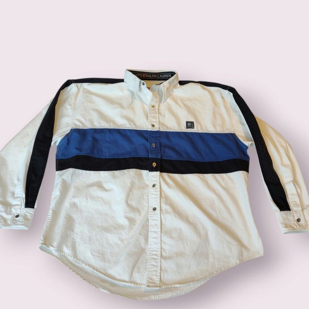 Vintage Chaps Ralph Lauren Men's XL Color Block Button Down‎ Long Sleeve Shirt